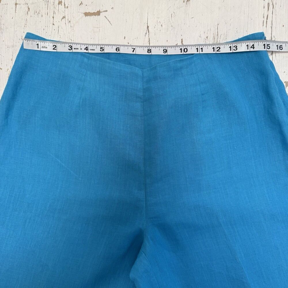 Ecologie Linen Cropped Pants Wide Leg Size 10 Lagenlook Embroidered Summer - Picture 6 of 9